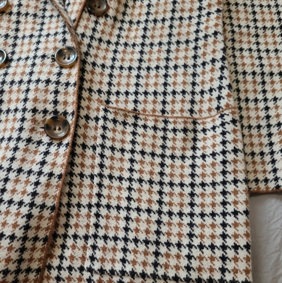 Marled Reunited Clothing Sweater Cardigan Blazer Womens SZ Sm. Navy Houndtooth - Picture 4 of 11